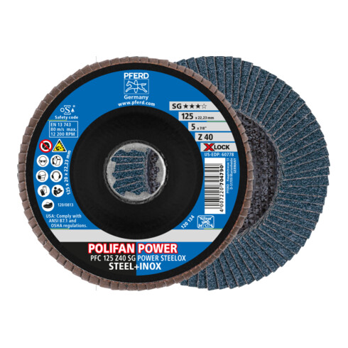 PFERD Disco lamellare POLIFAN PFC 115 Z40 SG POWER STEELOX/X-LOCK