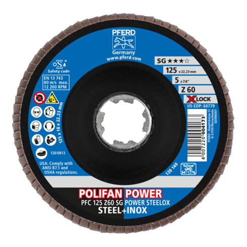 PFERD Disco lamellare POLIFAN PFC 115 Z40 SG POWER STEELOX/X-LOCK