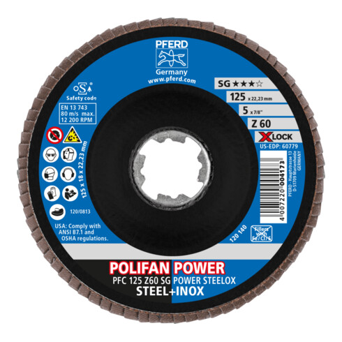 PFERD Disco lamellare POLIFAN PFC 115 Z40 SG POWER STEELOX/X-LOCK