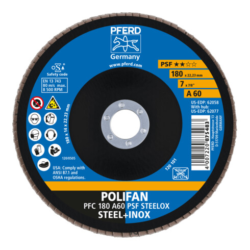 PFERD Disco lamellare POLIFAN PFC 180 A 60 PSF STEELOX