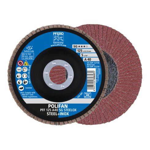PFERD Disco lamellare POLIFAN PFC 125 A120 SG STEELOX