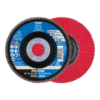 PFERD Disco lamellare POLIFAN PFF 115 CO-COOL 40 SG STEELOX