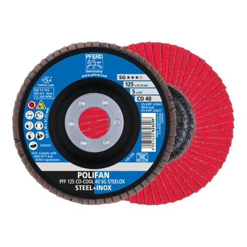 PFERD Disco lamellare POLIFAN PFF 115 CO-COOL 40 SG STEELOX