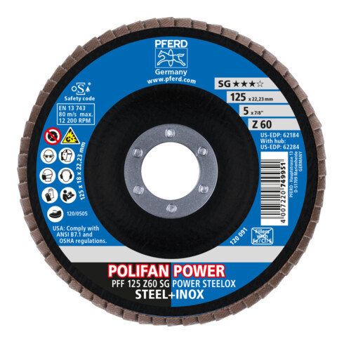 PFERD Disco lamellare POLIFAN PFF SG POWER STEELOX, piatto