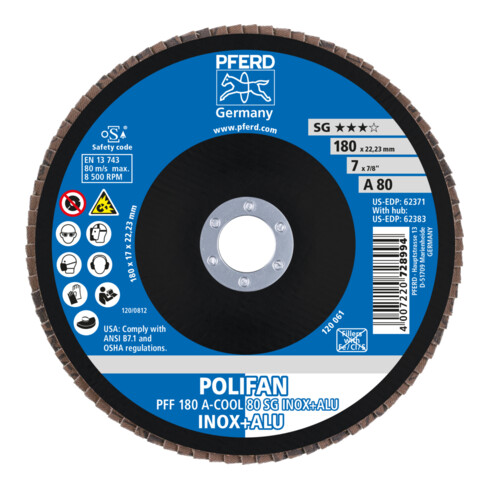 PFERD Disco lamellare POLIFAN PFF A-COOL SG INOX+ALU 180mm