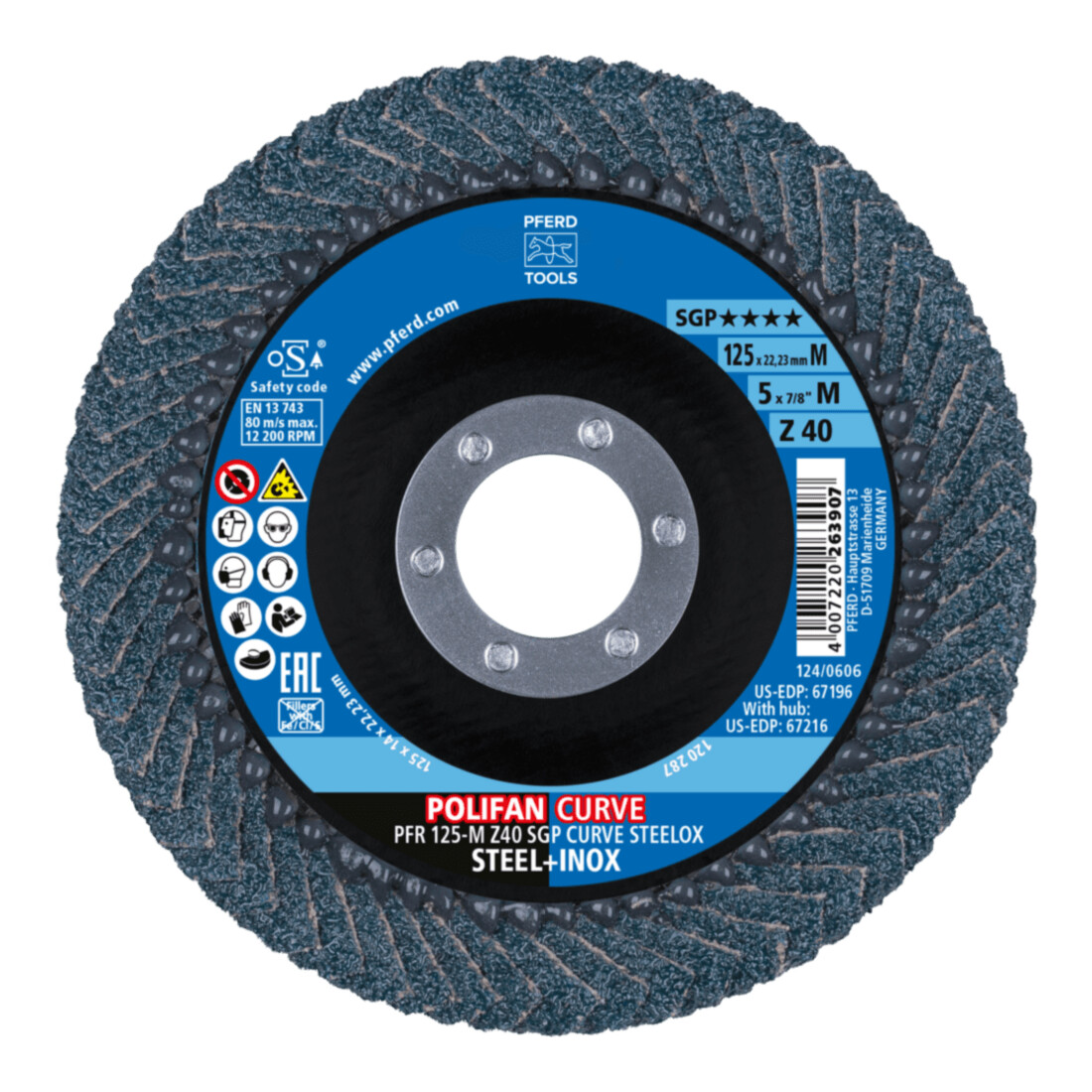 PFERD Disco lamellare POLIFAN PFR 125-M Z40 SGP CURVE STEELOX (2)