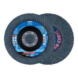PFERD Disco lamellare POLIFAN PFR 125-M Z40 SGP CURVE STEELOX