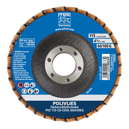 PFERD Disco lamellare POLIVLIES PVZ 115 CO-COOL 60 / A 100 G