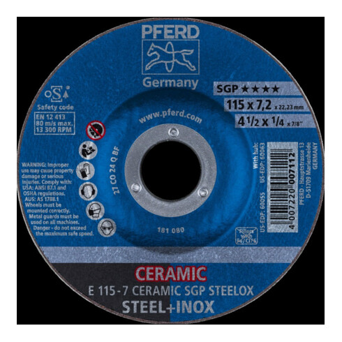 Pferd Disque à ébarber coudé CO24QSG 115x7,2mm
