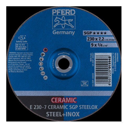 Pferd Disque à ébarber coudé CO24QSG 230x7,2mm