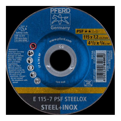 Pferd Disque à ébarber coudé PSFSTEELOX 115x7mm