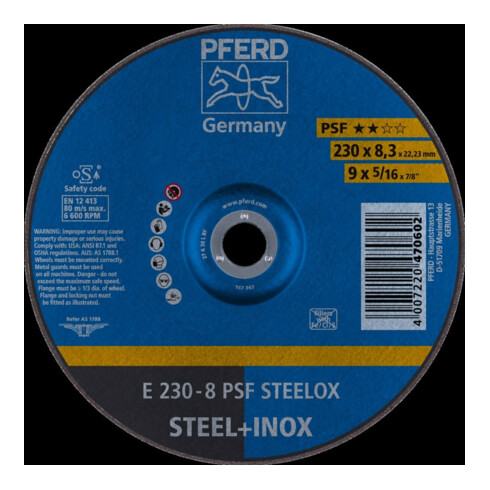 Pferd Disque à ébarber coudé PSFSTEELOX 230x8mm