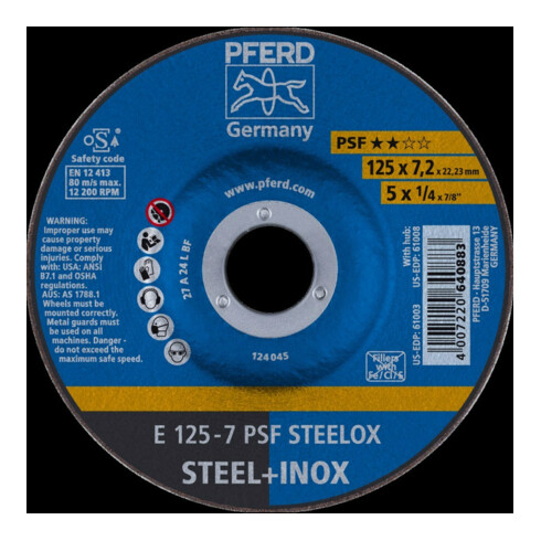 Pferd Disque à ébarber incurvé PSFSTEELOX 125x7mm