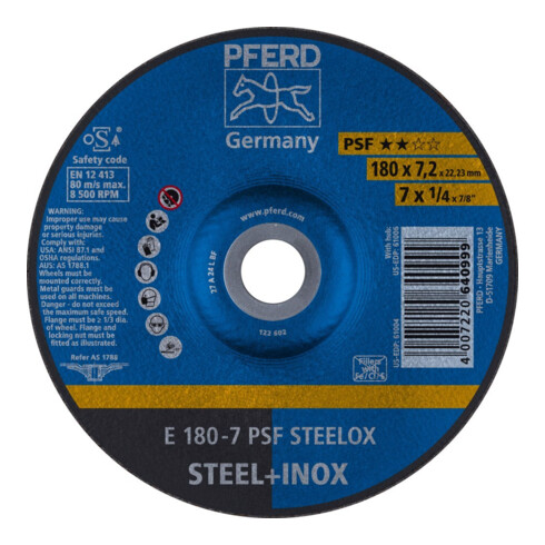 Pferd Disque à ébarber incurvé PSFSTEELOX 180x7mm