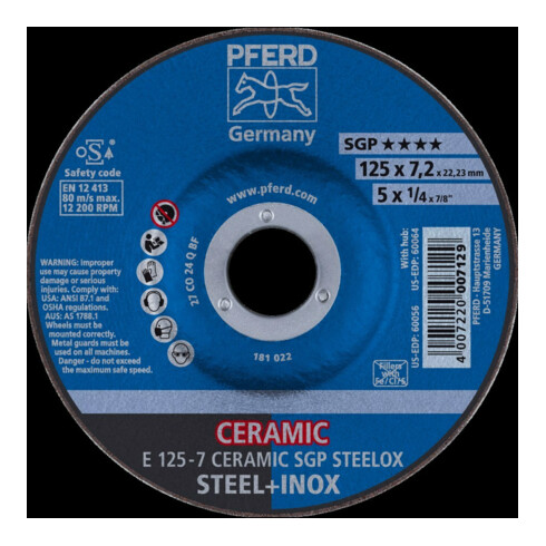 Pferd Disque à ébavurer coudé CO24QSG 125x7,2mm