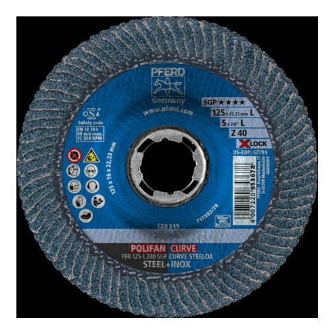 Pferd Disque à lamelles X-LOCK SGP-CURVE 125 mm L K40