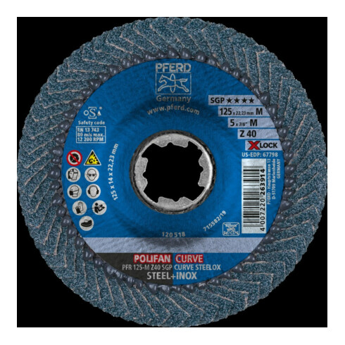 Pferd Disque à lamelles X-LOCK SGP-CURVE 125 mm moyen K40