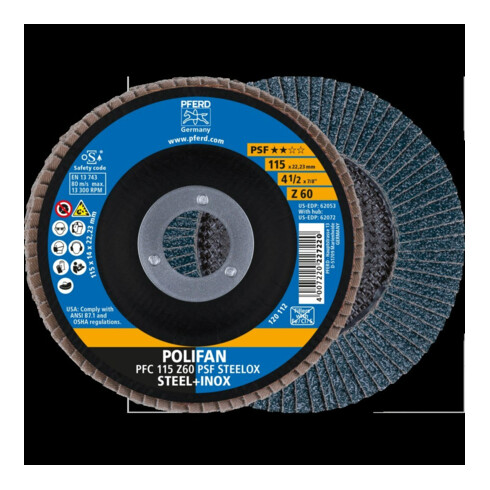 Pferd Disque à lamelles Z 60PSF droit 115 mm K60