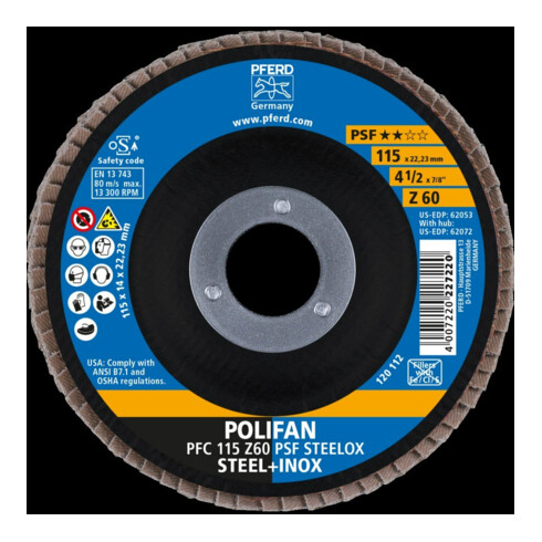 Pferd Disque à lamelles Z 60PSF droit 115 mm K60