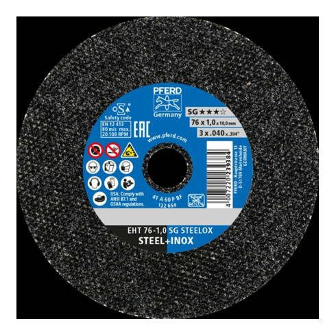 Pferd Disque à tronçonner A60PSG 76x1,0x10mm droit