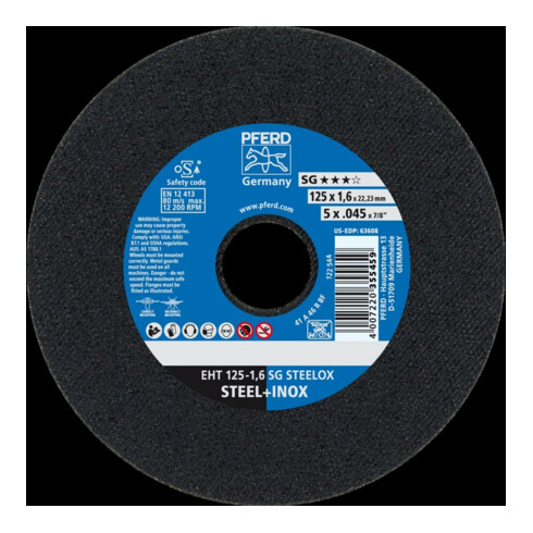 Pferd Disque à tronçonner droit A46RSG-INOX 125x1,6mm