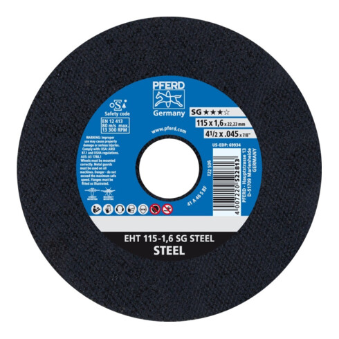 Pferd Disque à tronçonner droit A46SSG 115x1,6mm