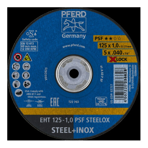Pferd Disque à tronçonner PSF X-LOCK STEELOX 125x1mm