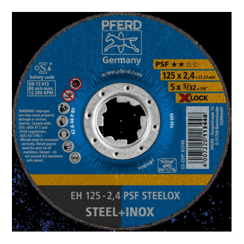 Pferd Disque à tronçonner PSF X-LOCK STEELOX 125x2,4mm