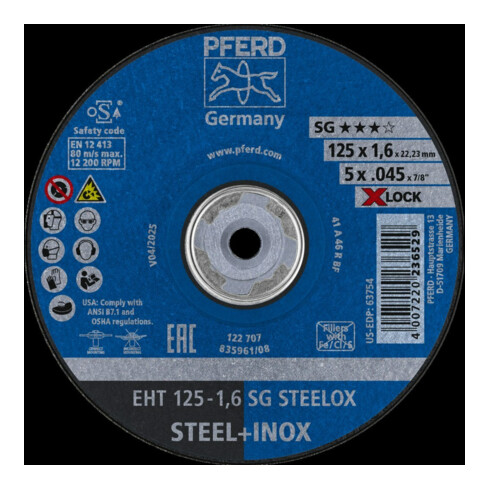 Pferd Disque à tronçonner SG X-LOCK STEELOX 125x1,6mm