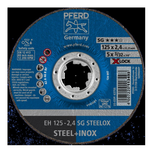 Pferd Disque à tronçonner SG X-LOCK STEELOX 125x2,4 mm
