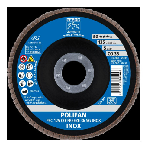 Pferd Disque abrasif à lamelles COFREEZE convexe 125 mm K36