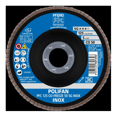 Pferd Disque abrasif à lamelles COFREEZE convexe 125 mm K50