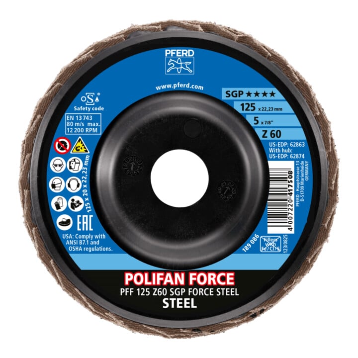 Pferd Disque abrasif à lamelles SGP FORCE STEEL 125 mm Z60