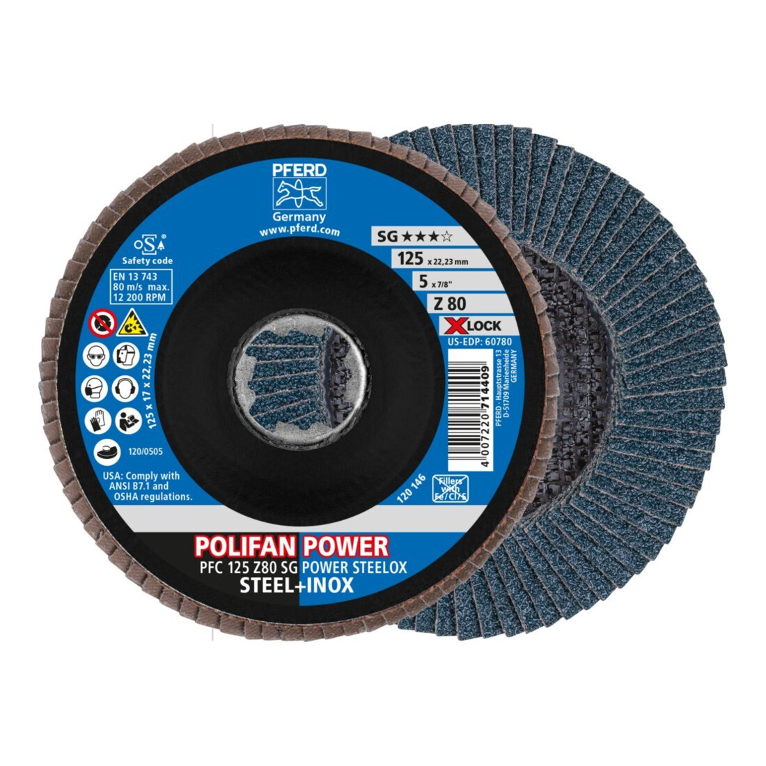 Pferd Disque abrasif à lamelles X-LOCK STEELOX K80SGP 125 mm
