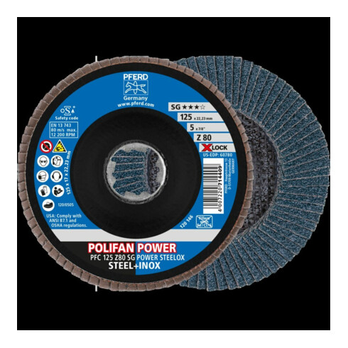Pferd Disque abrasif à lamelles X-LOCK STEELOX K80SGP 125 mm