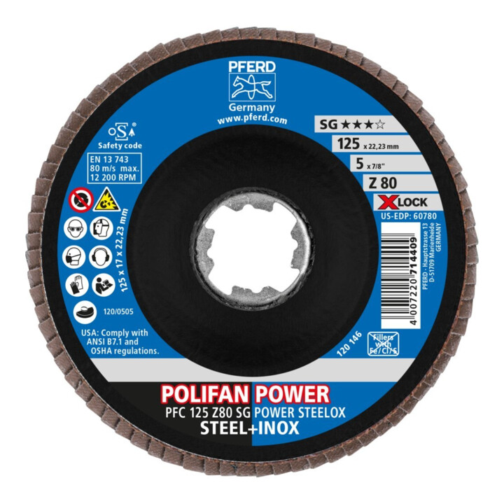 Pferd Disque abrasif à lamelles X-LOCK STEELOX K80SGP 125 mm