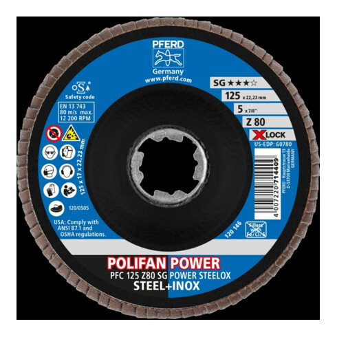 Pferd Disque abrasif à lamelles X-LOCK STEELOX K80SGP 125 mm