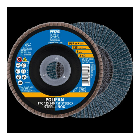 Pferd Disque abrasif à lamelles Z 40PSF droit 125 mm K40