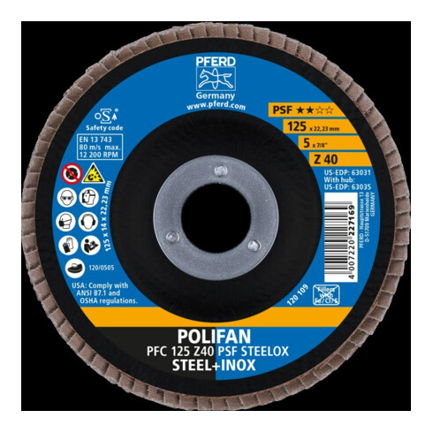 Pferd Disque abrasif à lamelles Z 40PSF droit 125 mm K40