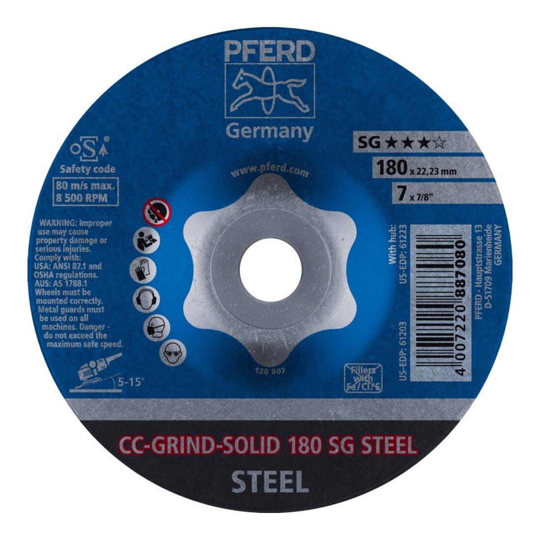 Pferd Disque abrasif CC-Grind Acier massif 180 mm