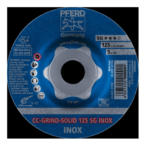 Pferd Disque abrasif CC-Grind Solid INOX 125 mm