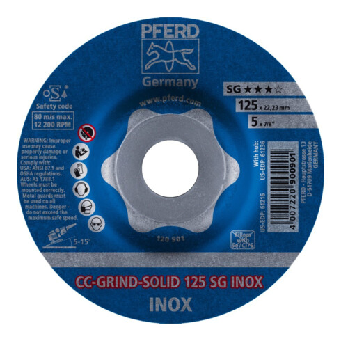 Pferd Disque abrasif CC-Grind Solid INOX 125 mm