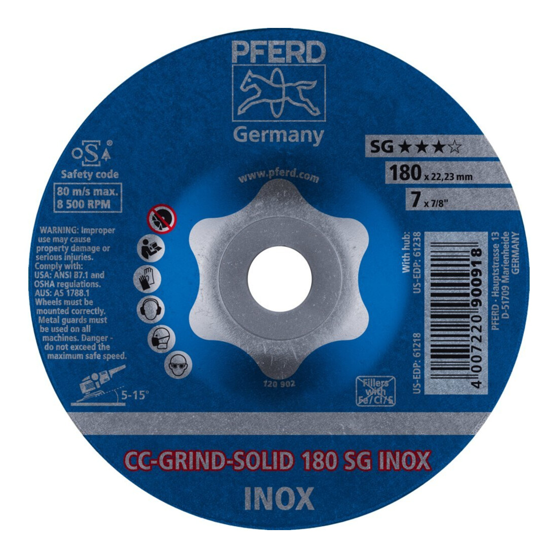 Pferd Disque abrasif CC-Grind Solid INOX 180 mm