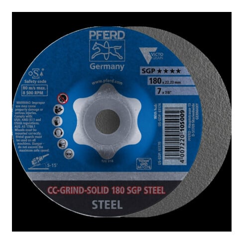 Pferd Disque abrasif CC-Grind Solid SGP ACIER 180 mm