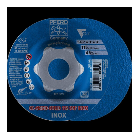 Pferd Disque abrasif CC-Grind Solid SGP INOX 115 mm