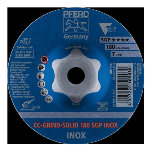 Pferd Disque abrasif CC-Grind Solid SGP INOX 180 mm