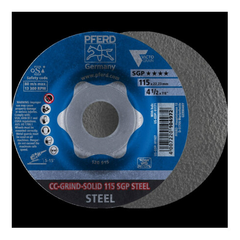 Pferd Disque abrasif CC-Grind Solid SGP STEEL 115 mm