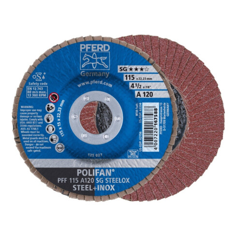 Pferd Disque abrasif en éventail A120SG droit 115 mm K120