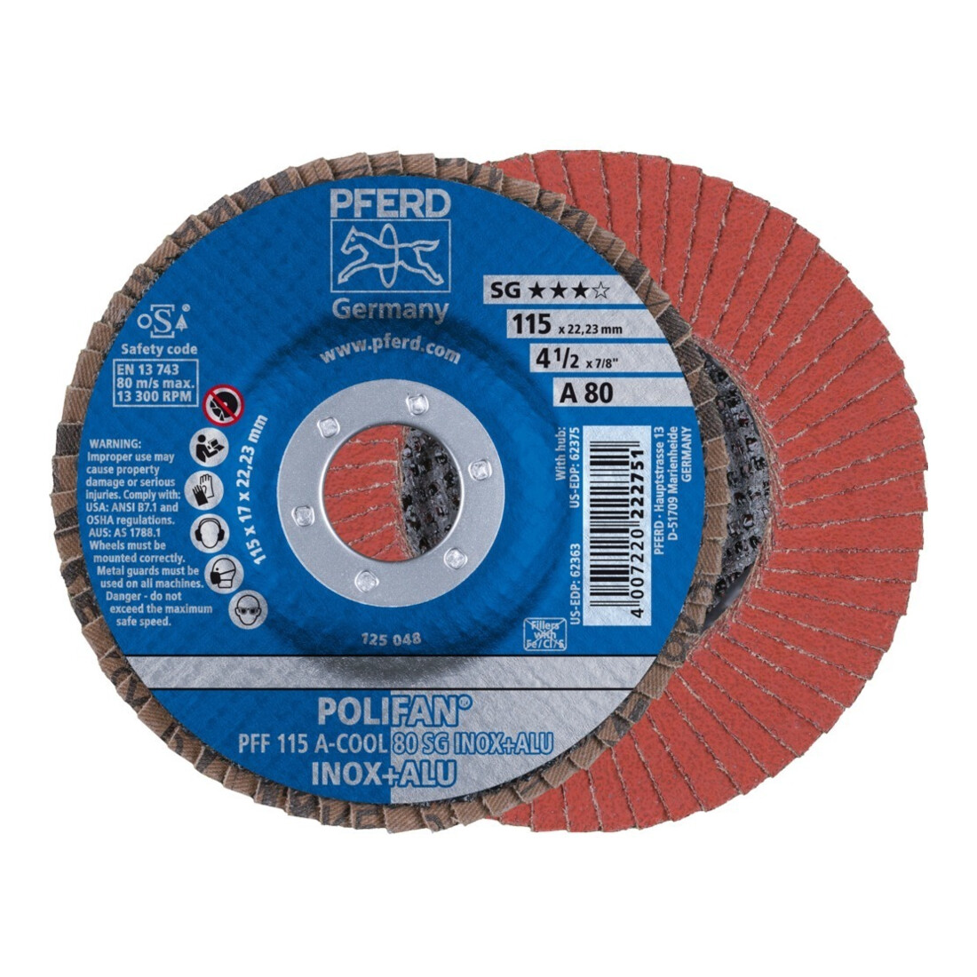 Pferd Disque abrasif éventail A-COOL SG droit 115 mm K80