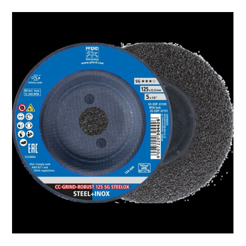 Pferd Disque abrasif SG CC-GRIND-ROBUST STEELOX 125 mm